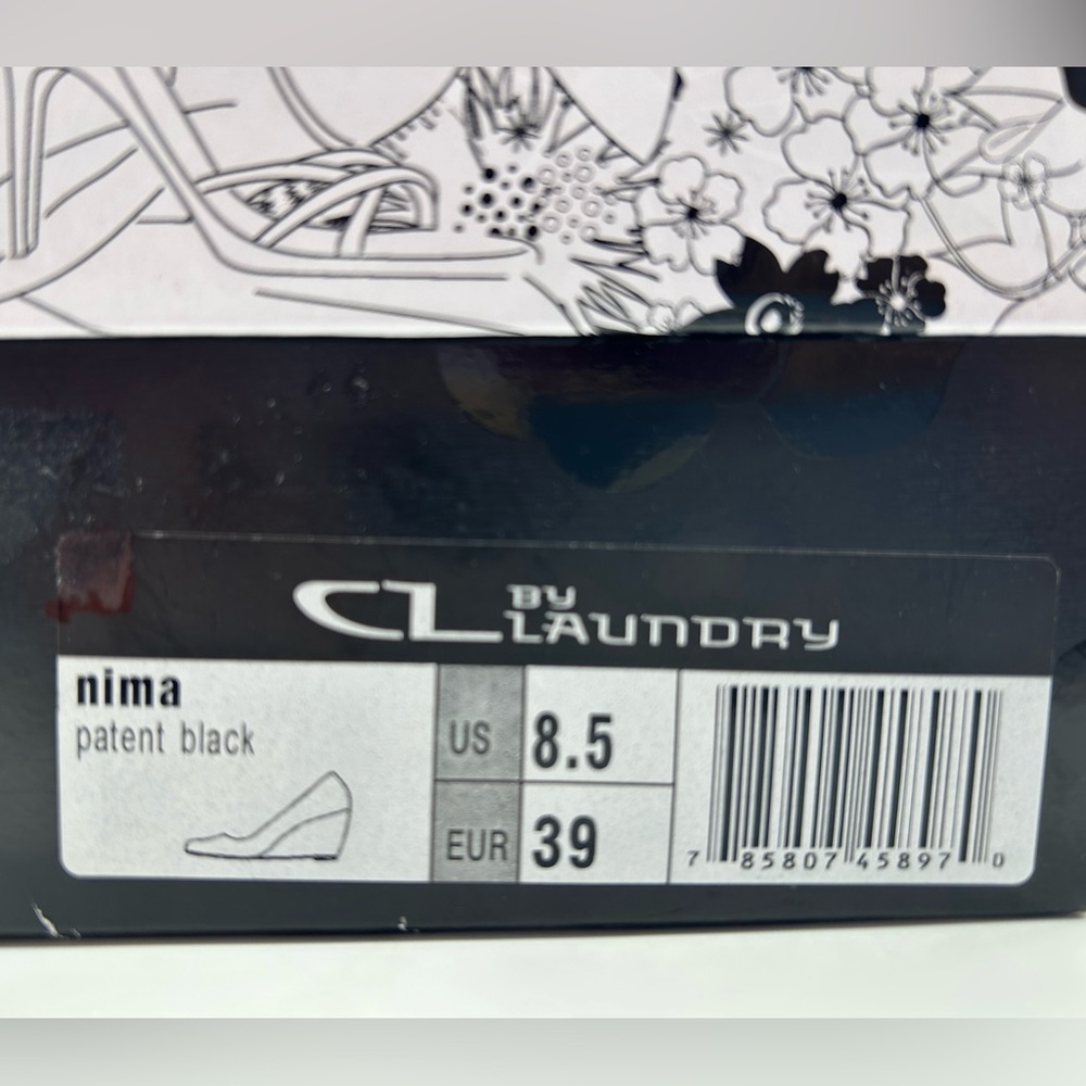 CL by Laundry Black Patent Wedge Heels Size 8.5 Man-Made Upper New With Box - Picture 10 of 12